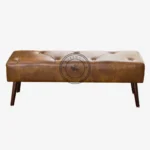 Nuthatch Leather Bench with Wooden Legs - Thumbnail 2