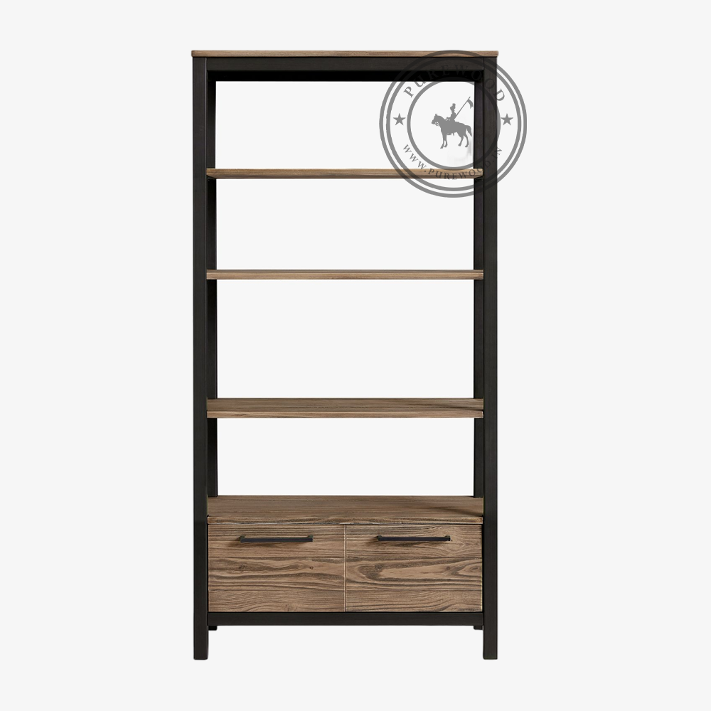 William Wood Open Bookcase with Drawers - Image 2