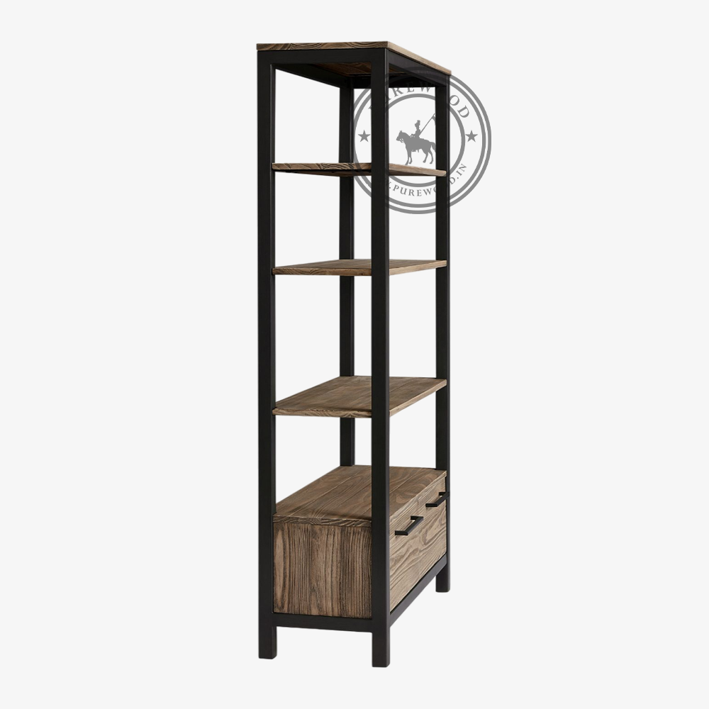 William Wood Open Bookcase with Drawers - Image 3