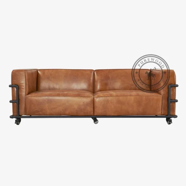 Avon Modern Leather Sofa - Thumbnail 2