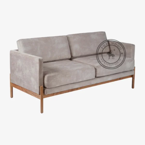 Cognac Grey Fabric Sofa - Thumbnail 1